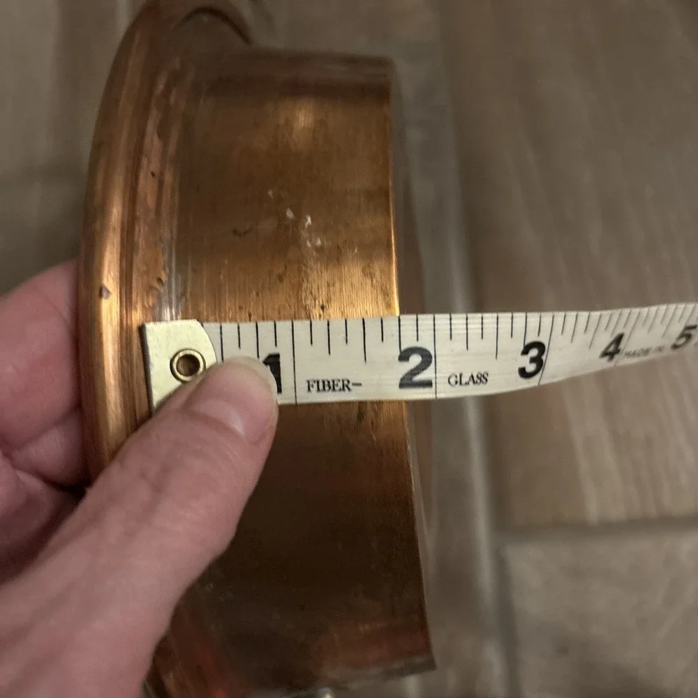 Antique Vtg Copper Saute Pan Pot with Brass‎ Handles 11